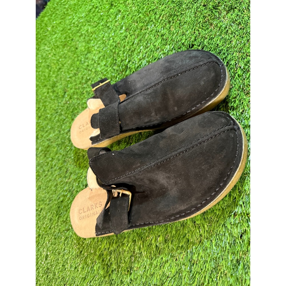 Clarks Originals Mens Sheepskin Lined Suede Clogs Black Size 10.5‎ US M